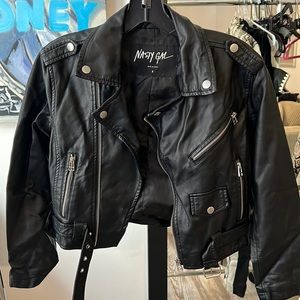 Nastygal cropped leather biker jacket